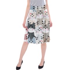 Cute-cat-couple-seamless-pattern-cartoon Midi Beach Skirt