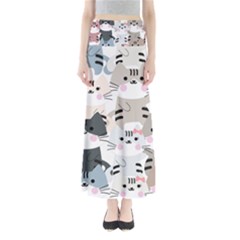 Cute-cat-couple-seamless-pattern-cartoon Full Length Maxi Skirt