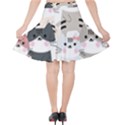 Cute-cat-couple-seamless-pattern-cartoon Velvet High Waist Skirt View2