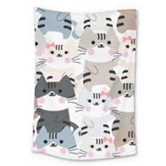 Cute-cat-couple-seamless-pattern-cartoon Large Tapestry