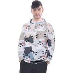 Cute-cat-couple-seamless-pattern-cartoon Men s Pullover Hoodie