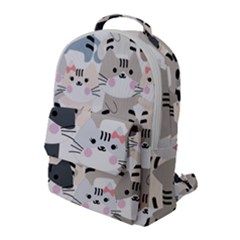 Cute-cat-couple-seamless-pattern-cartoon Flap Pocket Backpack (large)