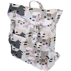 Cute-cat-couple-seamless-pattern-cartoon Buckle Up Backpack