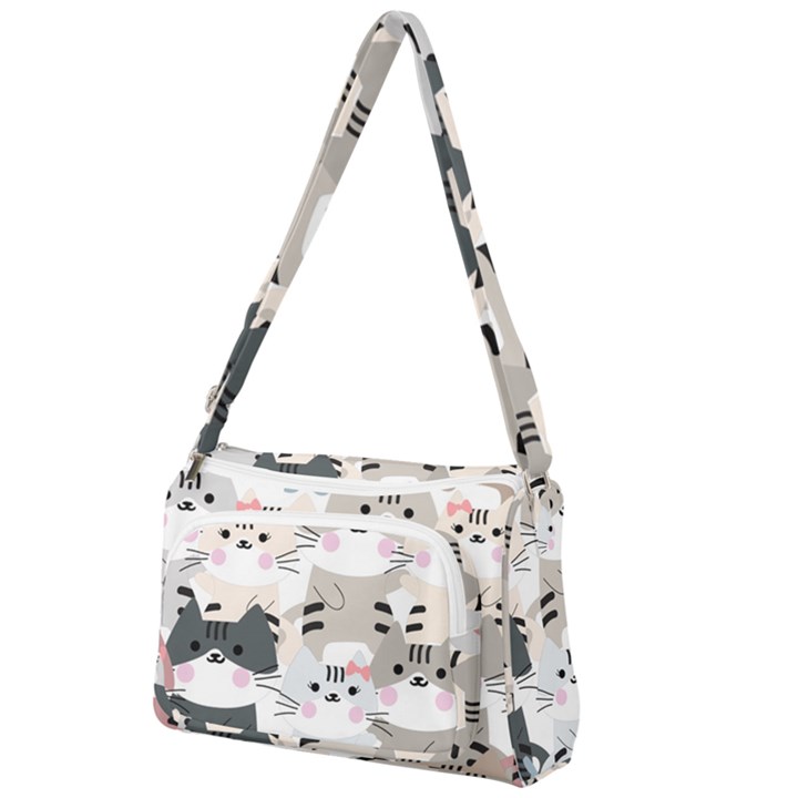 Cute-cat-couple-seamless-pattern-cartoon Front Pocket Crossbody Bag