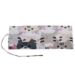 Cute-cat-couple-seamless-pattern-cartoon Roll Up Canvas Pencil Holder (s)