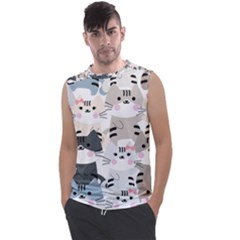 Cute-cat-couple-seamless-pattern-cartoon Men s Regular Tank Top by Jancukart