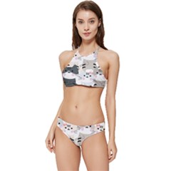 Cute-cat-couple-seamless-pattern-cartoon Banded Triangle Bikini Set by Jancukart