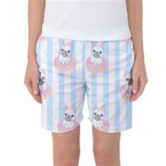 French-bulldog-dog-seamless-pattern Women s Basketball Shorts