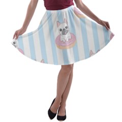 French-bulldog-dog-seamless-pattern A-line Skater Skirt