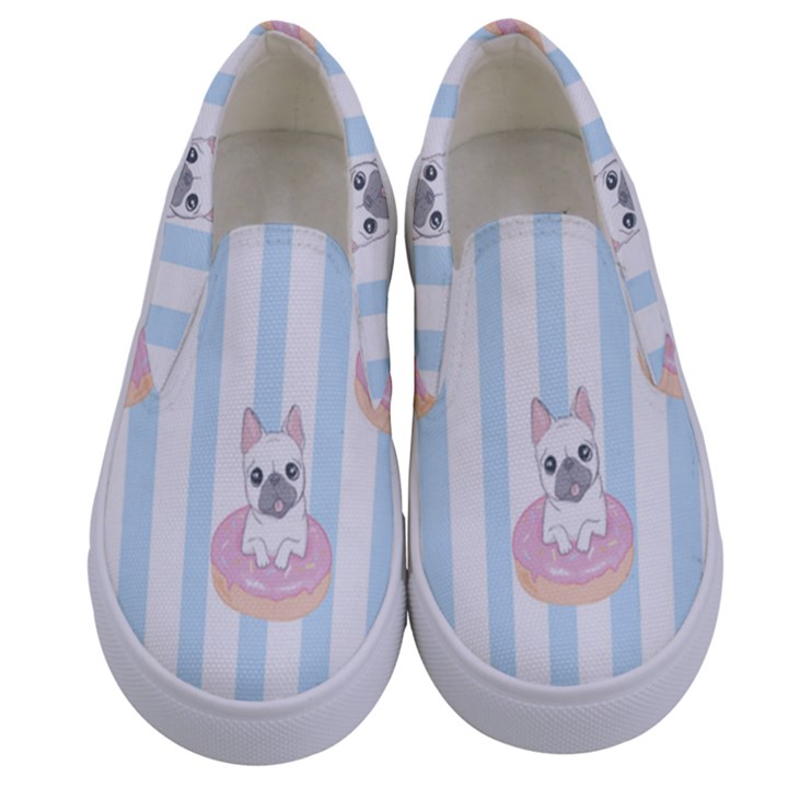 French-bulldog-dog-seamless-pattern Kids  Canvas Slip Ons