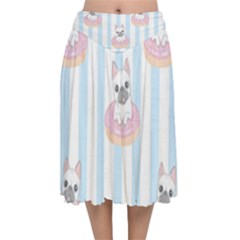 French-bulldog-dog-seamless-pattern Velvet Flared Midi Skirt