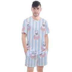 French-bulldog-dog-seamless-pattern Men s Mesh Tee And Shorts Set