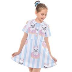 French-bulldog-dog-seamless-pattern Kids  Short Sleeve Shirt Dress