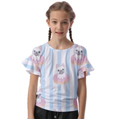 French-bulldog-dog-seamless-pattern Kids  Cut Out Flutter Sleeves