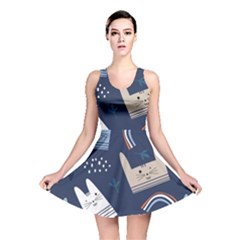 Colorful-cute-cats-seamless-pattern Reversible Skater Dress