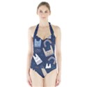 Colorful-cute-cats-seamless-pattern Halter Swimsuit View1