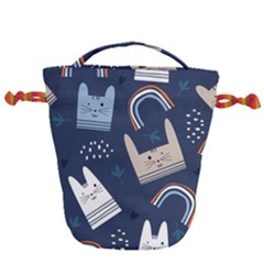 Colorful-cute-cats-seamless-pattern Drawstring Bucket Bag