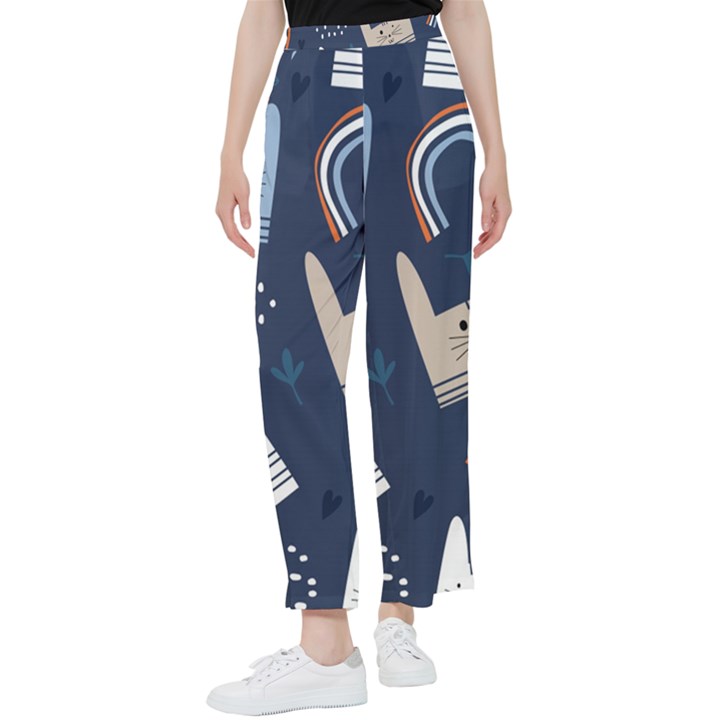 Colorful-cute-cats-seamless-pattern Women s Pants 