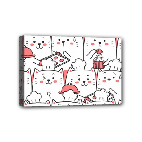 Cute-cat-chef-cooking-seamless-pattern-cartoon Mini Canvas 6  X 4  (stretched) by Jancukart