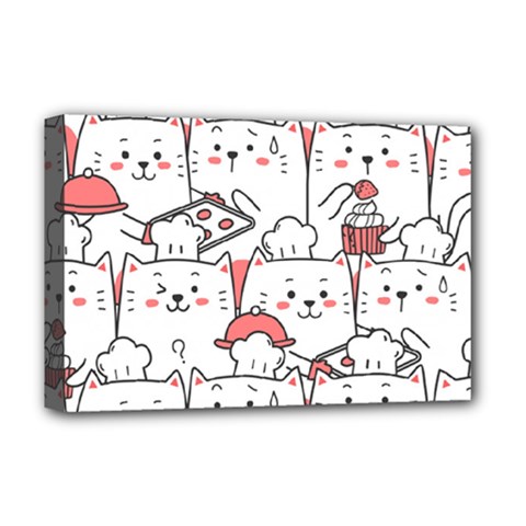 Cute-cat-chef-cooking-seamless-pattern-cartoon Deluxe Canvas 18  X 12  (stretched)