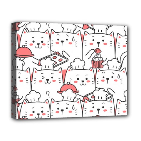 Cute-cat-chef-cooking-seamless-pattern-cartoon Deluxe Canvas 20  X 16  (stretched)