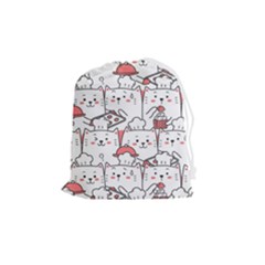 Cute-cat-chef-cooking-seamless-pattern-cartoon Drawstring Pouch (medium)