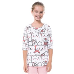 Cute-cat-chef-cooking-seamless-pattern-cartoon Kids  Quarter Sleeve Raglan Tee