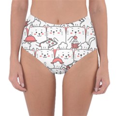 Cute-cat-chef-cooking-seamless-pattern-cartoon Reversible High-waist Bikini Bottoms by Jancukart