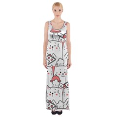 Cute-cat-chef-cooking-seamless-pattern-cartoon Thigh Split Maxi Dress