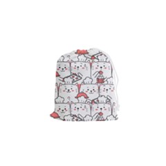 Cute-cat-chef-cooking-seamless-pattern-cartoon Drawstring Pouch (xs) by Jancukart