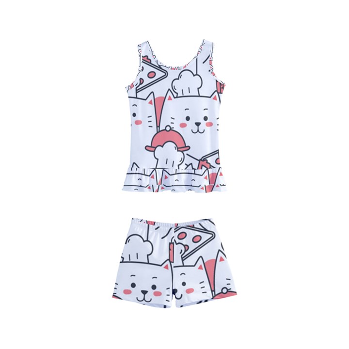 Cute-cat-chef-cooking-seamless-pattern-cartoon Kids  Boyleg Swimsuit