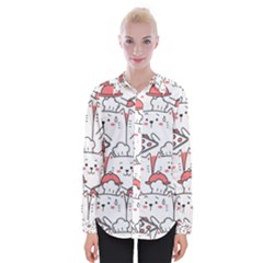 Cute-cat-chef-cooking-seamless-pattern-cartoon Womens Long Sleeve Shirt