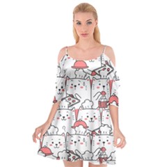 Cute-cat-chef-cooking-seamless-pattern-cartoon Cutout Spaghetti Strap Chiffon Dress