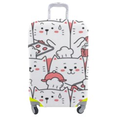 Cute-cat-chef-cooking-seamless-pattern-cartoon Luggage Cover (medium) by Jancukart