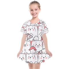 Cute-cat-chef-cooking-seamless-pattern-cartoon Kids  Smock Dress