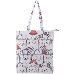 Cute-cat-chef-cooking-seamless-pattern-cartoon Double Zip Up Tote Bag