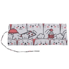 Cute-cat-chef-cooking-seamless-pattern-cartoon Roll Up Canvas Pencil Holder (s)