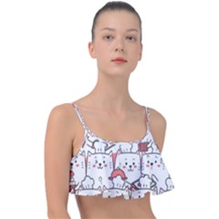 Cute-cat-chef-cooking-seamless-pattern-cartoon Frill Bikini Top