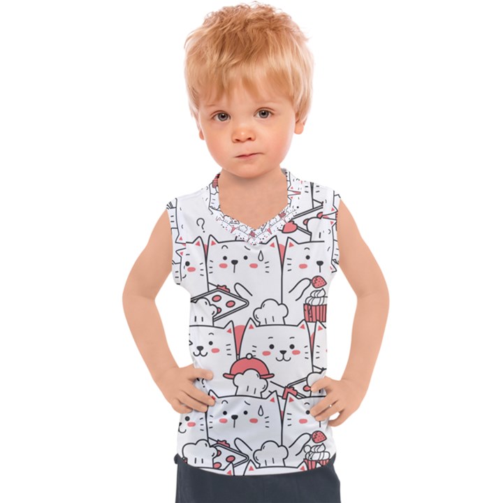 Cute-cat-chef-cooking-seamless-pattern-cartoon Kids  Sport Tank Top