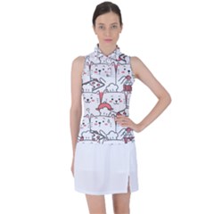 Cute-cat-chef-cooking-seamless-pattern-cartoon Women s Sleeveless Polo Tee