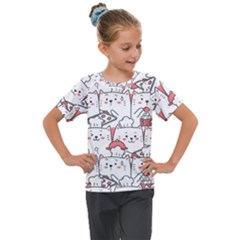 Cute-cat-chef-cooking-seamless-pattern-cartoon Kids  Mesh Piece Tee