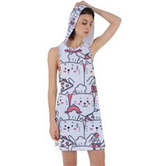 Cute-cat-chef-cooking-seamless-pattern-cartoon Racer Back Hoodie Dress