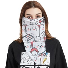 Cute-cat-chef-cooking-seamless-pattern-cartoon Face Covering Bandana (triangle) by Jancukart