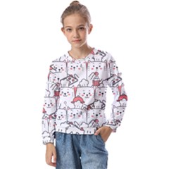 Cute-cat-chef-cooking-seamless-pattern-cartoon Kids  Long Sleeve Tee With Frill 