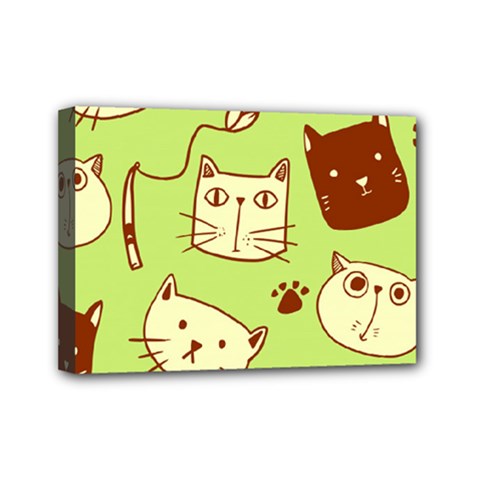 Cute-hand-drawn-cat-seamless-pattern Mini Canvas 7  X 5  (stretched)