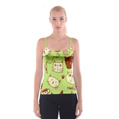 Cute-hand-drawn-cat-seamless-pattern Spaghetti Strap Top