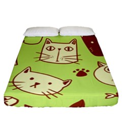 Cute-hand-drawn-cat-seamless-pattern Fitted Sheet (queen Size)