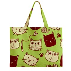 Cute-hand-drawn-cat-seamless-pattern Zipper Mini Tote Bag