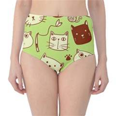 Cute-hand-drawn-cat-seamless-pattern Classic High-waist Bikini Bottoms