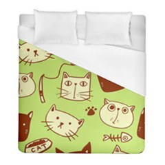 Cute-hand-drawn-cat-seamless-pattern Duvet Cover (full/ Double Size)